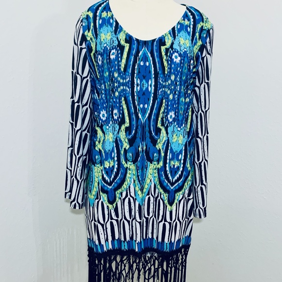 L&B Western Boho Fringe Mini Dress or Tunic Medium - Picture 3 of 8